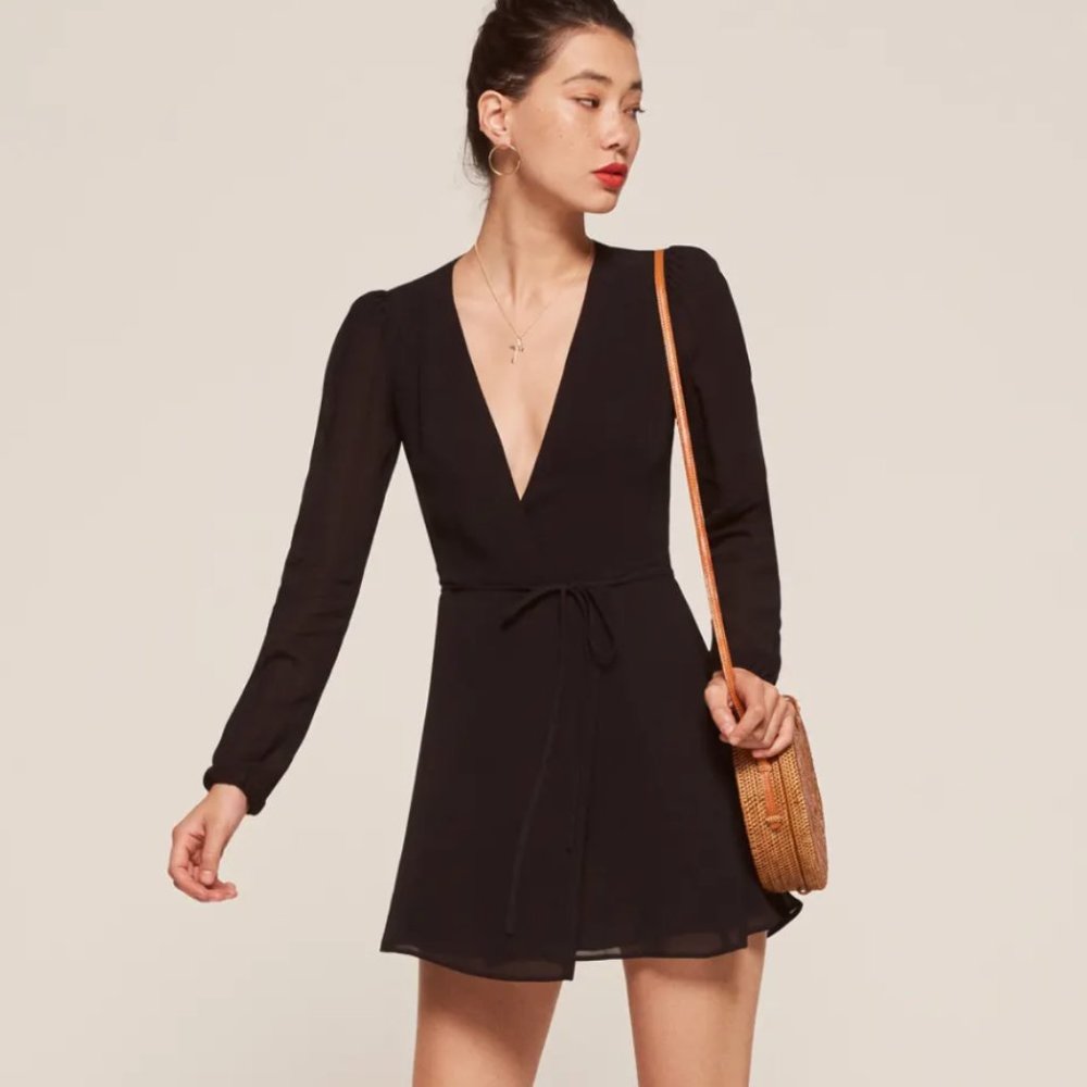 Low cut Black wrap dress
